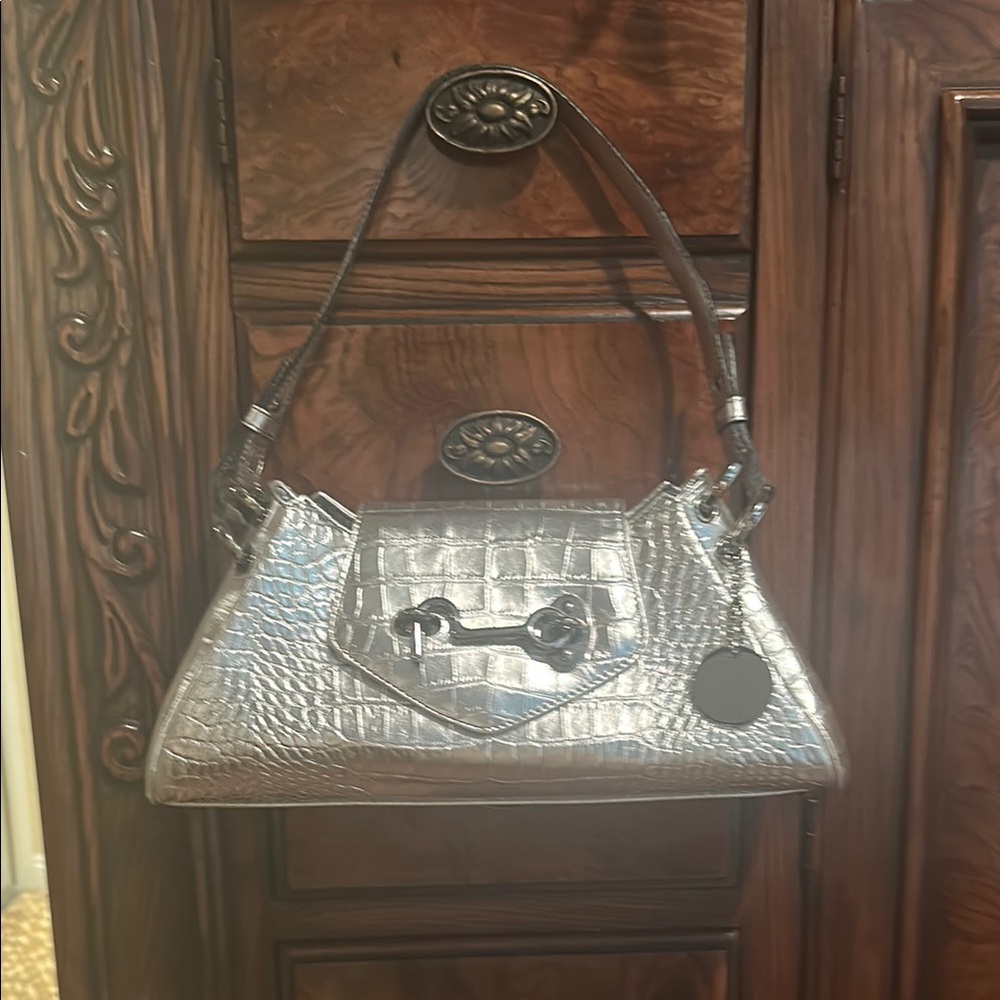 Silver Crocodile Embossed Women's Bag